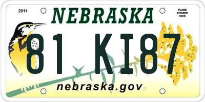 NE license plate 81KI87
