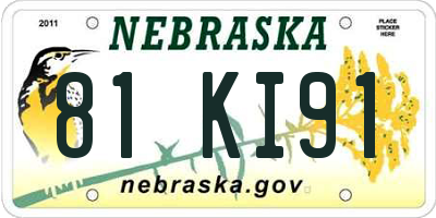 NE license plate 81KI91