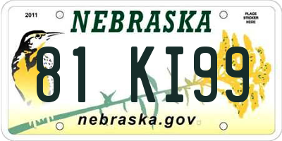 NE license plate 81KI99
