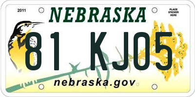 NE license plate 81KJ05