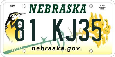 NE license plate 81KJ35