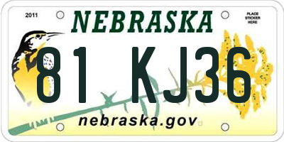 NE license plate 81KJ36
