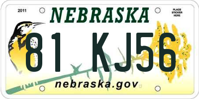 NE license plate 81KJ56