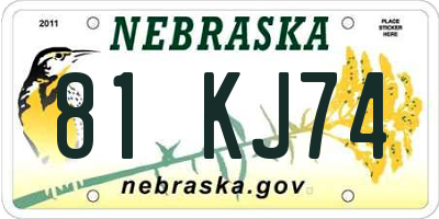 NE license plate 81KJ74