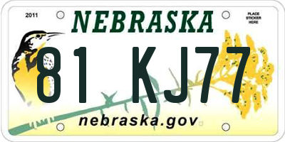 NE license plate 81KJ77