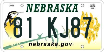 NE license plate 81KJ87