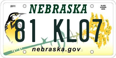 NE license plate 81KL07