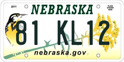 NE license plate 81KL12