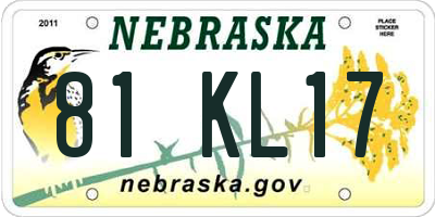 NE license plate 81KL17