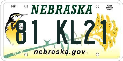 NE license plate 81KL21