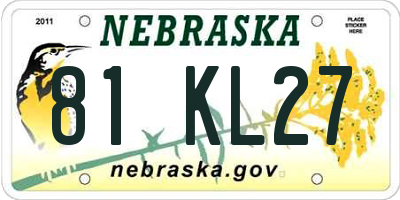 NE license plate 81KL27