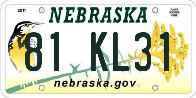 NE license plate 81KL31