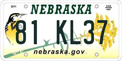 NE license plate 81KL37