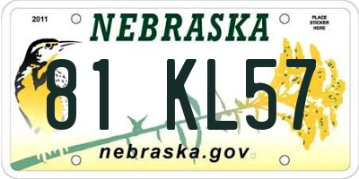 NE license plate 81KL57