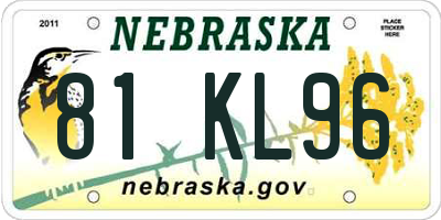 NE license plate 81KL96
