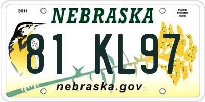 NE license plate 81KL97