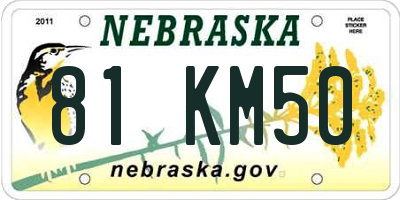NE license plate 81KM50