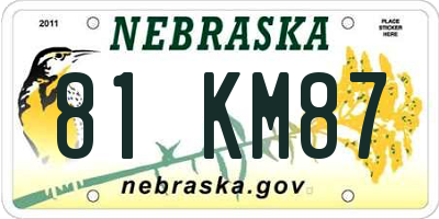 NE license plate 81KM87
