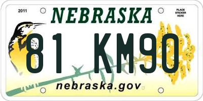 NE license plate 81KM90