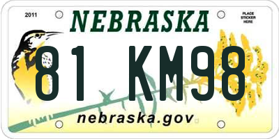 NE license plate 81KM98