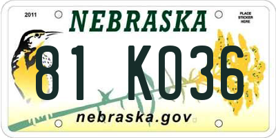NE license plate 81KO36