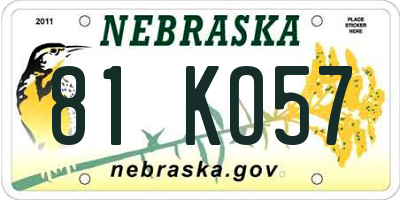 NE license plate 81KO57