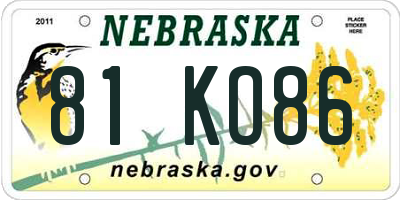 NE license plate 81KO86