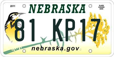 NE license plate 81KP17