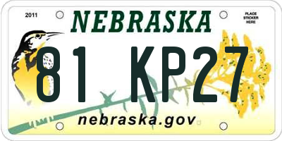 NE license plate 81KP27