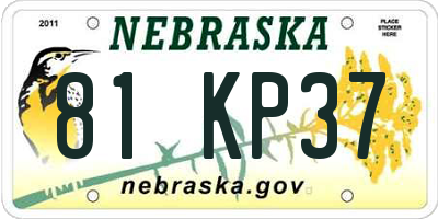 NE license plate 81KP37