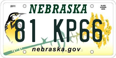 NE license plate 81KP66