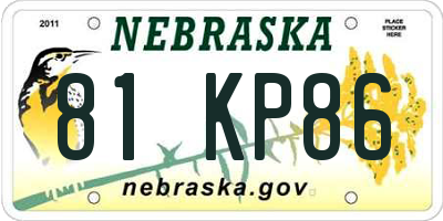 NE license plate 81KP86