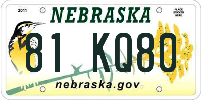 NE license plate 81KQ80