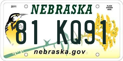 NE license plate 81KQ91
