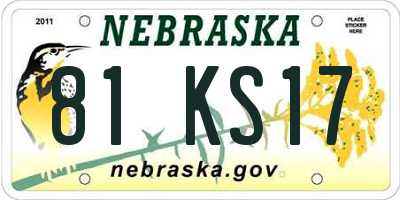 NE license plate 81KS17