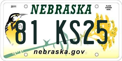NE license plate 81KS25