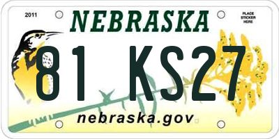 NE license plate 81KS27