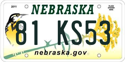 NE license plate 81KS53