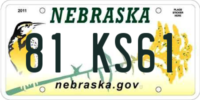 NE license plate 81KS61