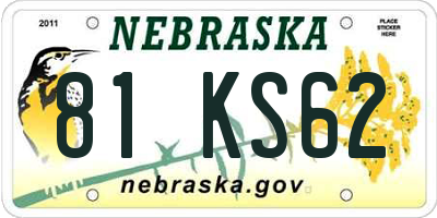 NE license plate 81KS62
