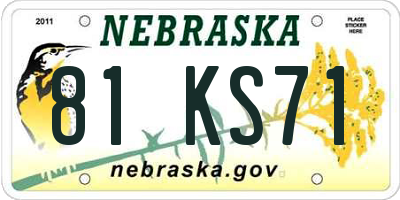 NE license plate 81KS71