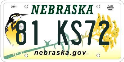 NE license plate 81KS72
