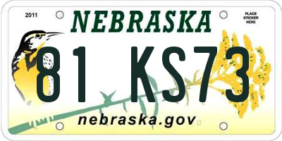 NE license plate 81KS73