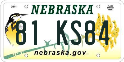 NE license plate 81KS84