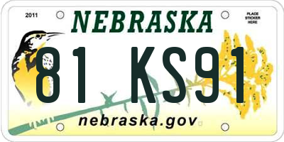 NE license plate 81KS91