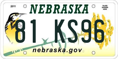 NE license plate 81KS96