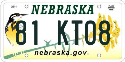 NE license plate 81KT08