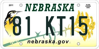 NE license plate 81KT15
