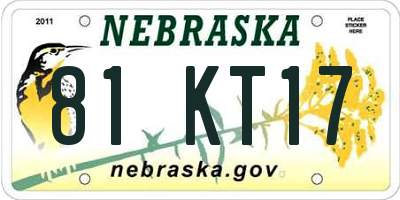 NE license plate 81KT17