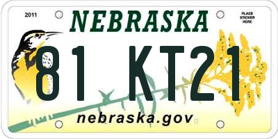 NE license plate 81KT21